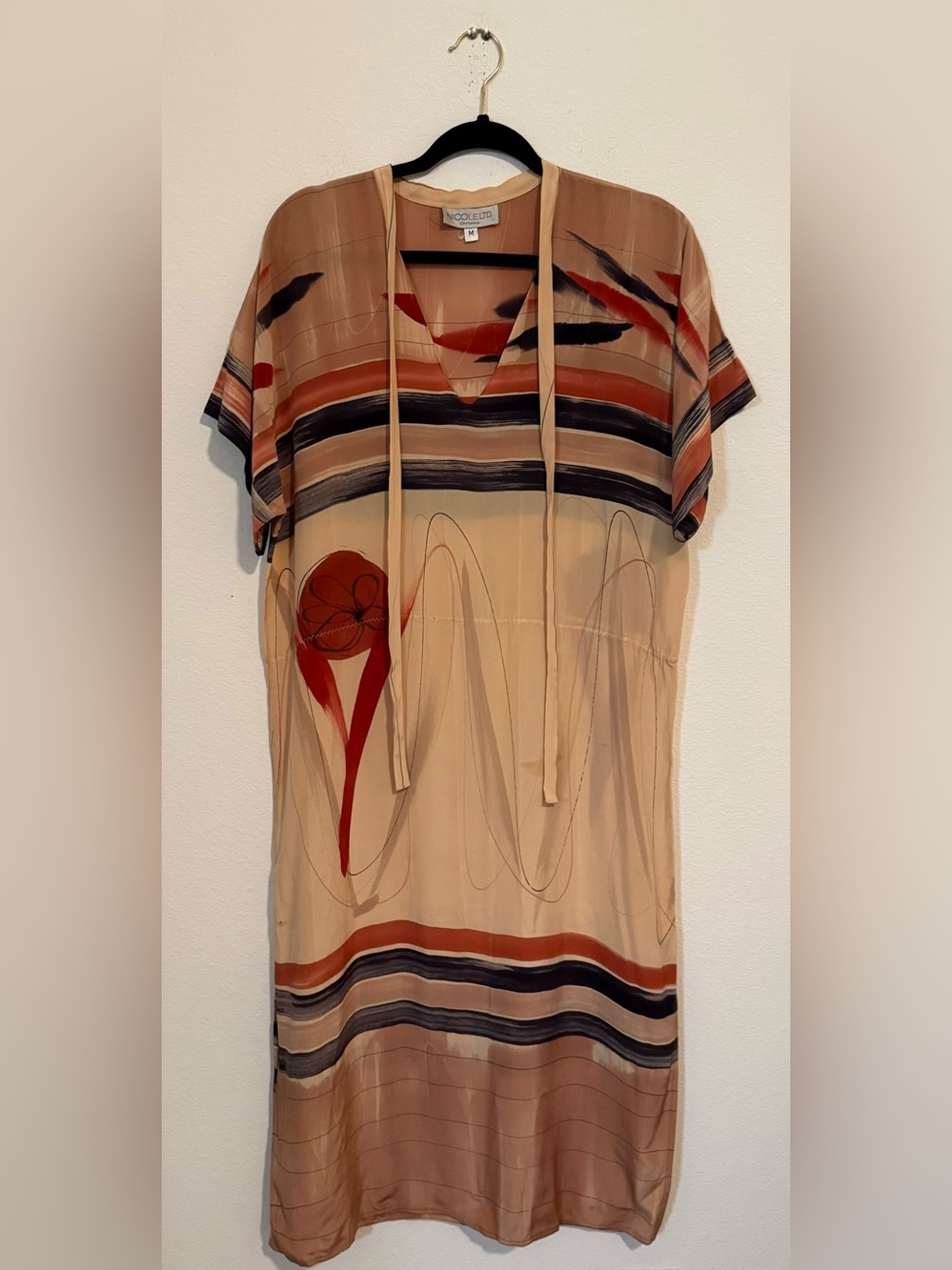 Vintage Nicole LTD Chicago abstract print 100% silk kaftan